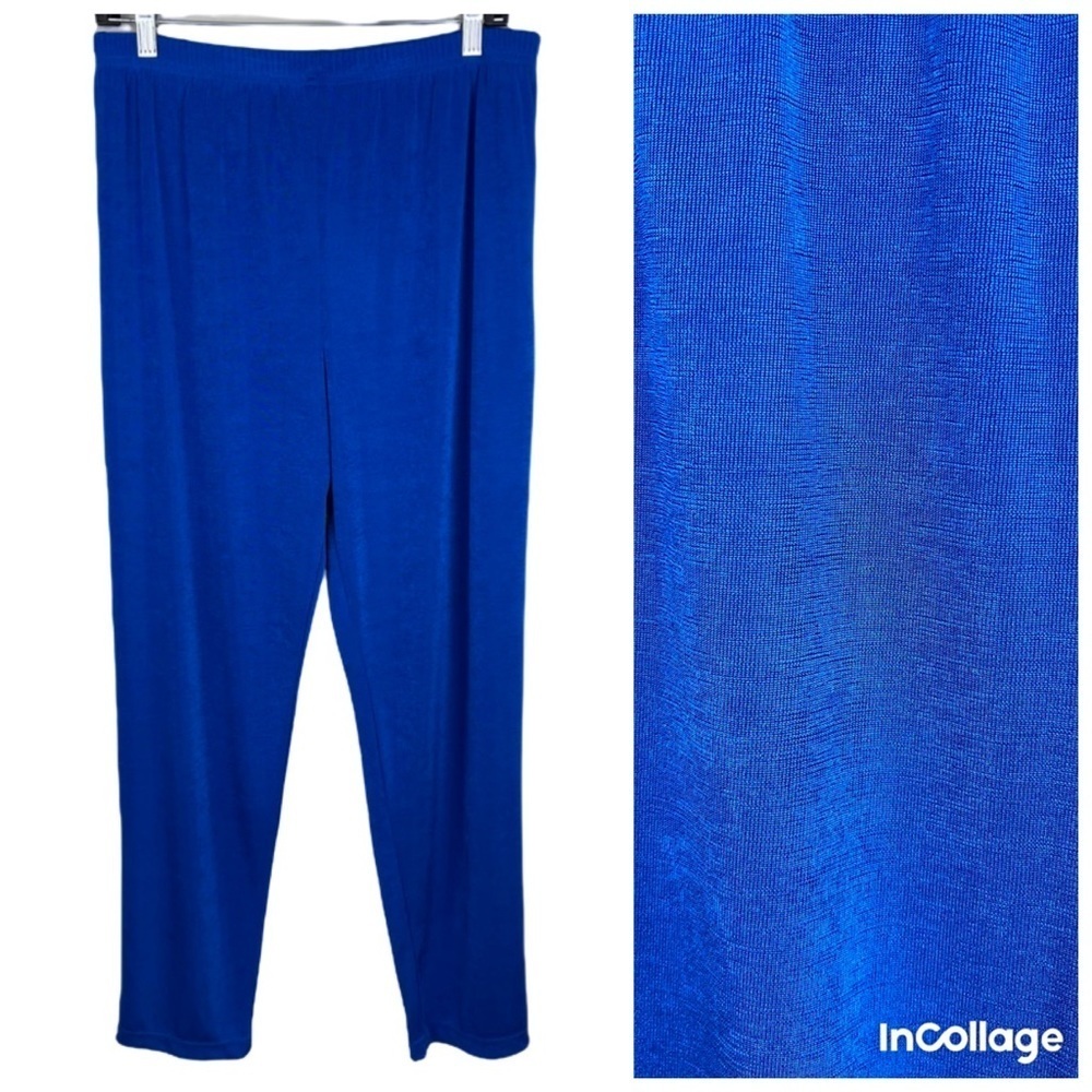 ✅ Solitaire by Sharon Anthony Blue Polyester Spandex Stretch Dress Pants L